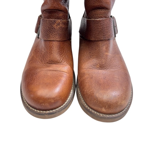 Freebird by Steven Tan/Brown Leather Block Heel Zipper Ankle Boots 8 - Picture 6 of 11